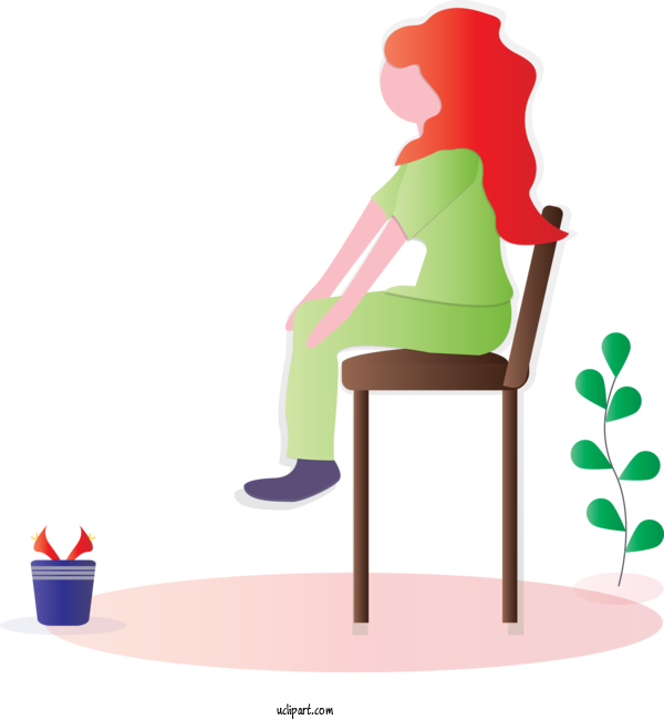 Free People Cartoon Sitting Furniture For Girl Clipart Transparent Background