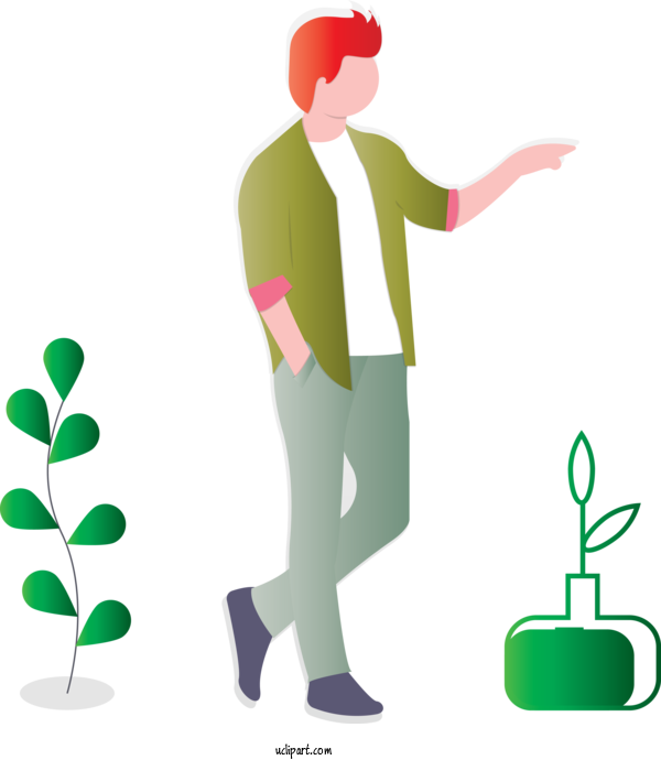 Free People Green Gardener Plant For Men Clipart Transparent Background