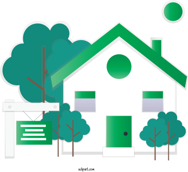 Free Buildings Green Line For House Clipart Transparent Background