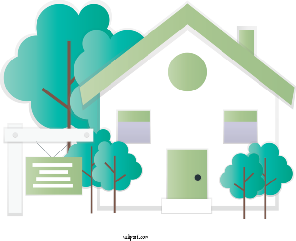 Free Buildings Green Line House For House Clipart Transparent Background