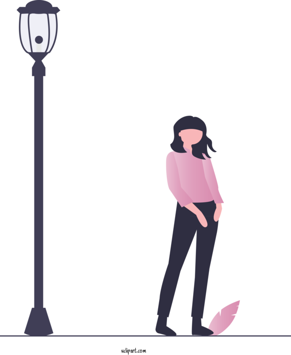 Free People Cartoon Standing Street Light For Girl Clipart Transparent Background