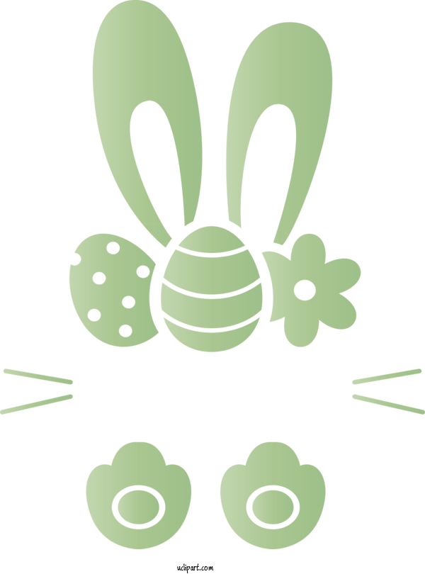 Free Holidays Green Rabbit Design For Easter Clipart Transparent Background