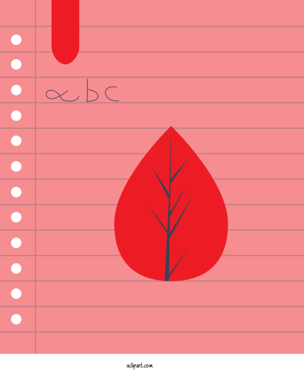 Free School Red Text Leaf For Book Clipart Transparent Background
