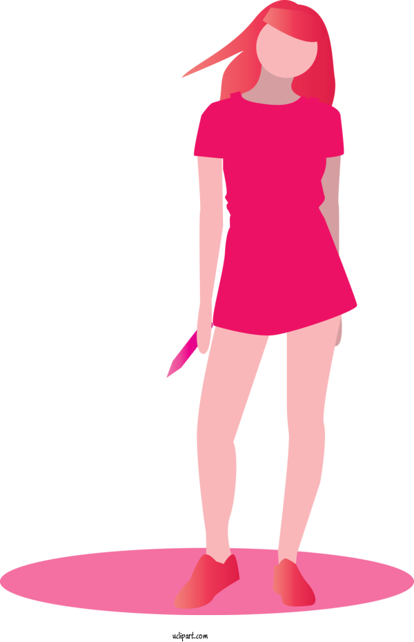 Free People Pink Standing Magenta For Girl Clipart Transparent Background