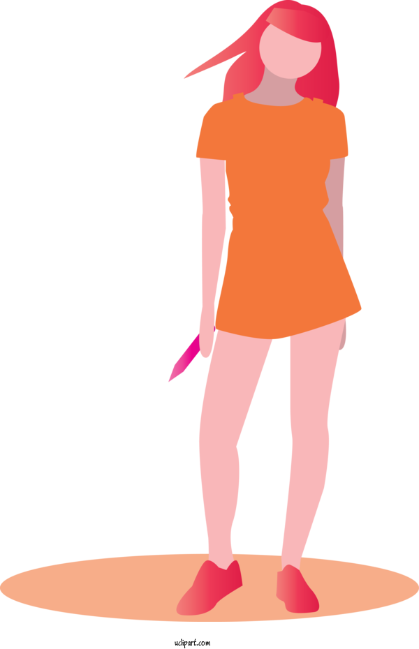 Free People Standing Pink Cartoon For Girl Clipart Transparent Background