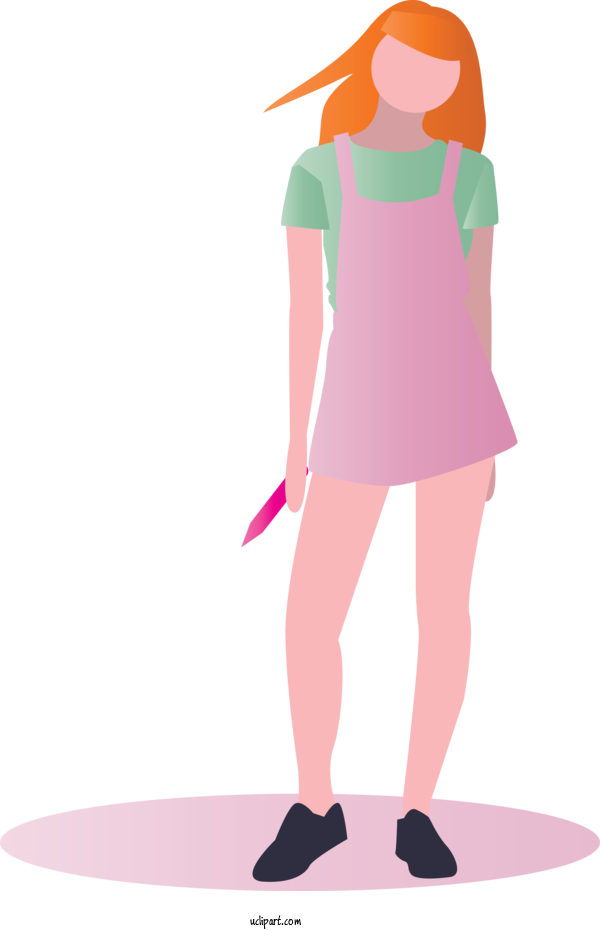 Free People Standing Pink Costume For Girl Clipart Transparent Background