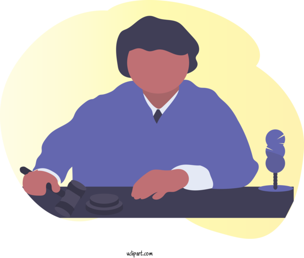 Free Occupations Cartoon Sitting Hand For Judge Clipart Transparent Background