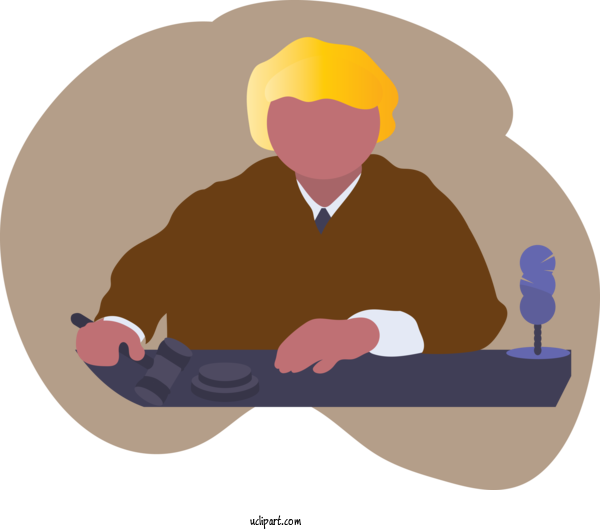 Free Occupations Cartoon Sitting For Judge Clipart Transparent Background