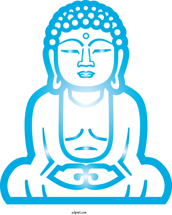 Free Religion Line Art Head Blue For Buddhist Clipart Transparent Background