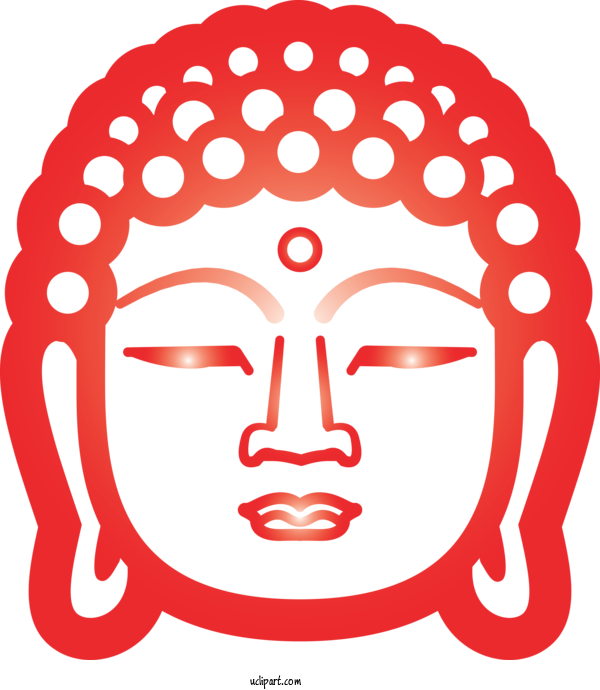 Free Religion Face Head Red For Buddhist Clipart Transparent Background