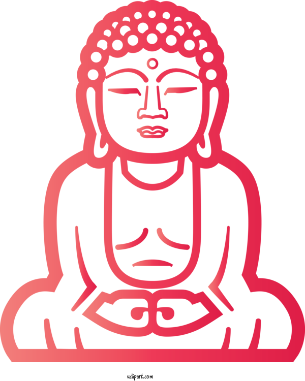 Free Religion Line Art Head Pink For Buddhist Clipart Transparent Background