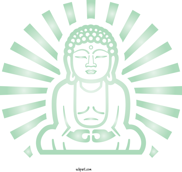 Free Religion Head Green Line Art For Buddhist Clipart Transparent Background