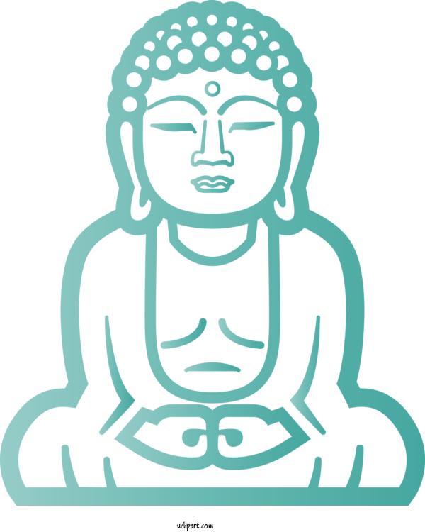 Free Religion Green Line Art Head For Buddhist Clipart Transparent Background