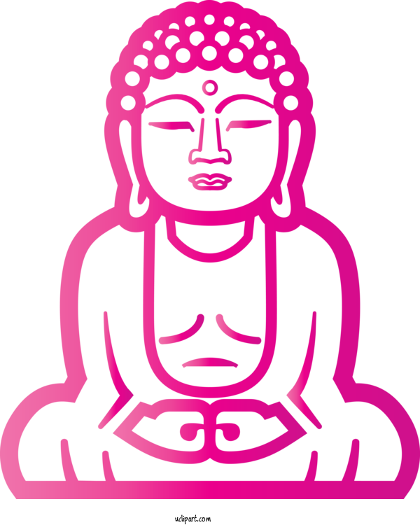 Free Religion Pink Line Art Head For Buddhist Clipart Transparent Background