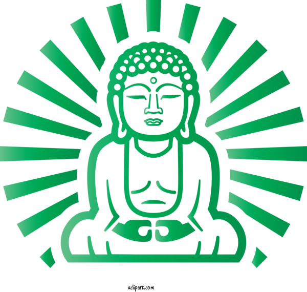 Free Religion Green Head Line Art For Buddhist Clipart Transparent Background