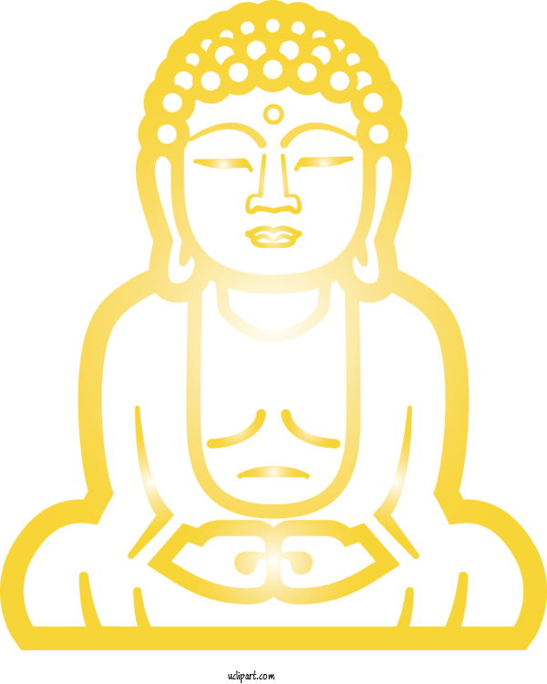 Free Religion Yellow Head Line Art For Buddhist Clipart Transparent Background