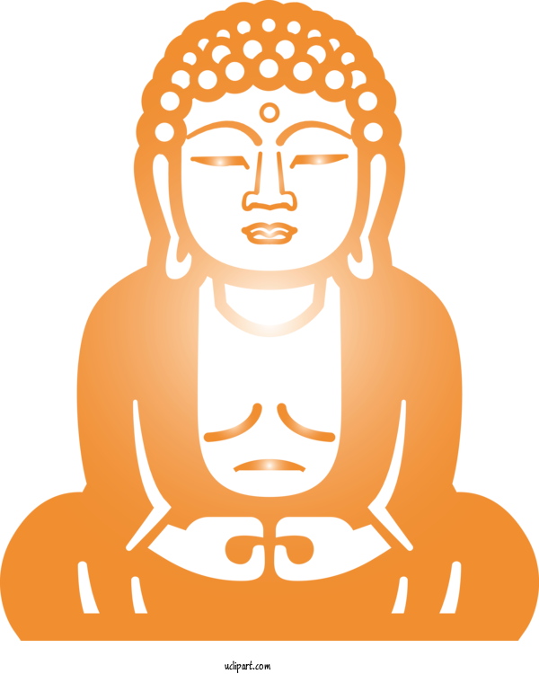 Free Religion Head Orange Line Art For Buddhist Clipart Transparent Background