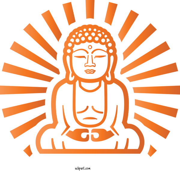 Free Religion Orange Head Line For Buddhist Clipart Transparent Background