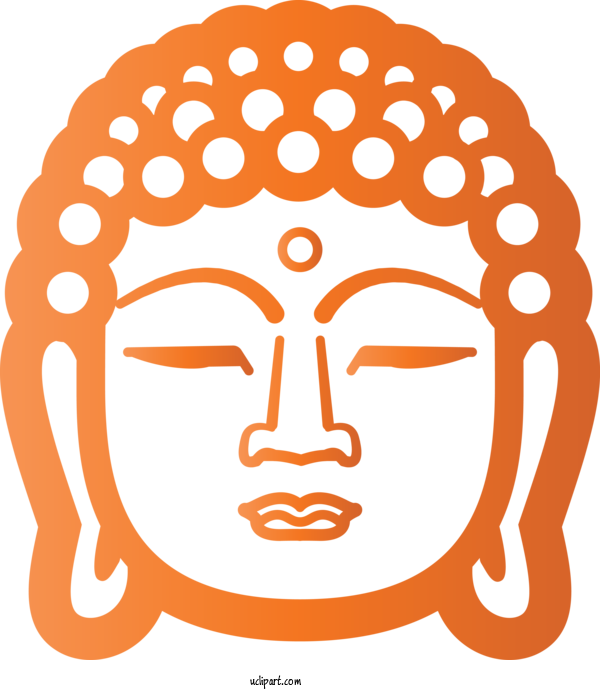 Free Religion Face Head Orange For Buddhist Clipart Transparent Background