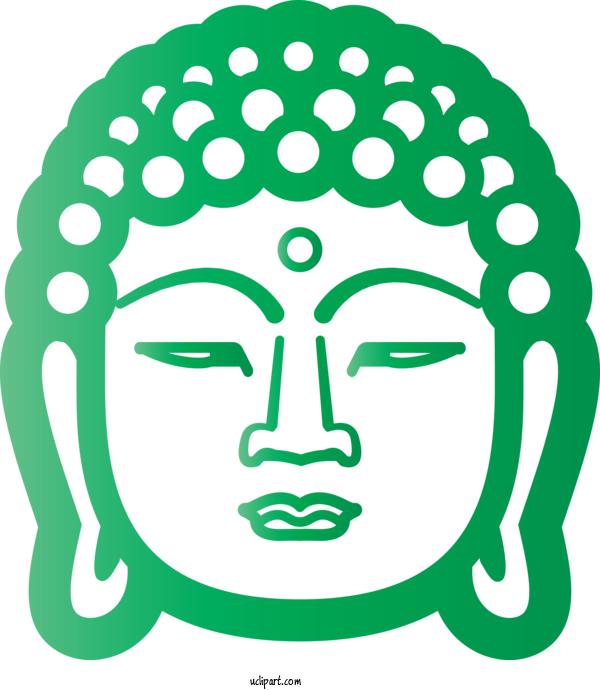 Free Religion Green Face Head For Buddhist Clipart Transparent Background