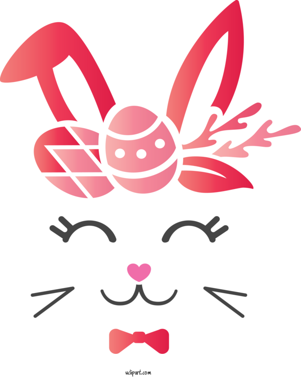 Free Holidays Pink Line Easter Bunny For Easter Clipart Transparent Background