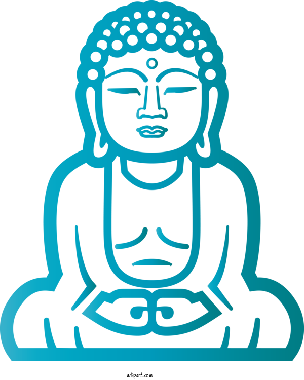 Free Religion Line Art Green Head For Buddhist Clipart Transparent Background