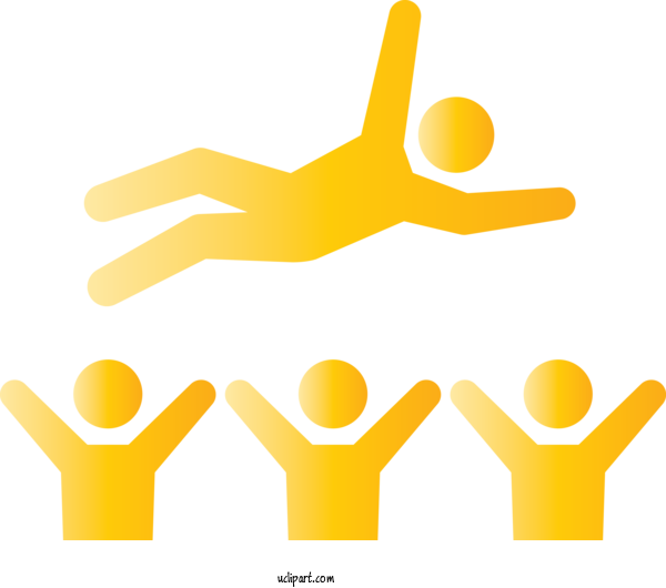 Free Sports Yellow Gesture Hand For Team Clipart Transparent Background