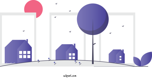Free Buildings Purple Violet Line For House Clipart Transparent Background