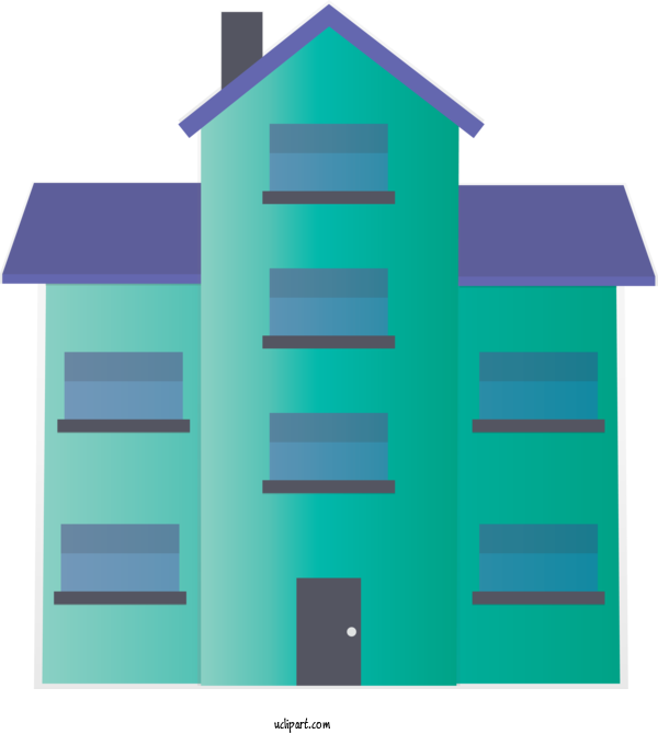 Free Buildings Turquoise House Facade For House Clipart Transparent Background