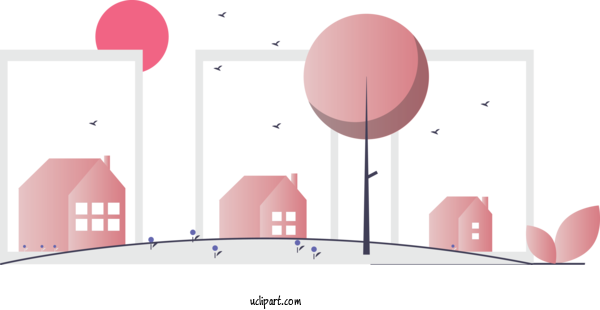 Free Buildings Pink Line Diagram For House Clipart Transparent Background