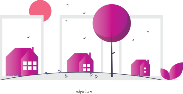Free Buildings Purple Violet Pink For House Clipart Transparent Background