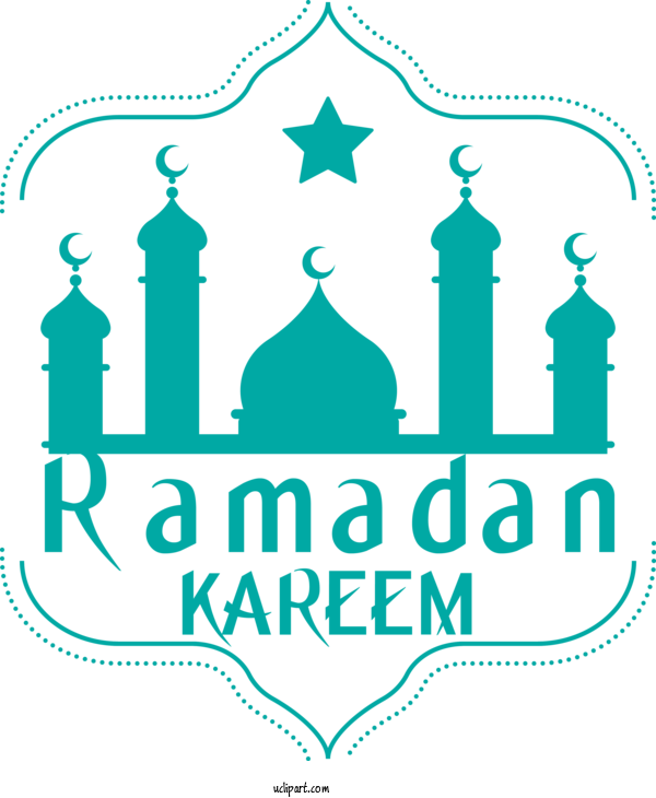 Free Holidays Green Turquoise Logo For Ramadan Clipart Transparent Background