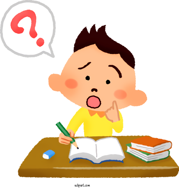 Free School Cartoon Child Pleased For Homework Clipart Transparent Background