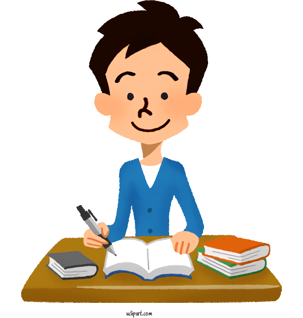 Free School Cartoon Sitting Homework For Homework Clipart Transparent Background