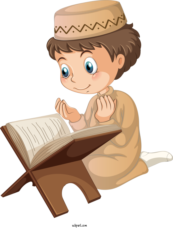 Free Religion Cartoon Sitting Reading For Muslim Clipart Transparent Background