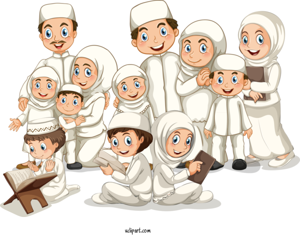 Free Religion People Cartoon Social Group For Muslim Clipart Transparent Background