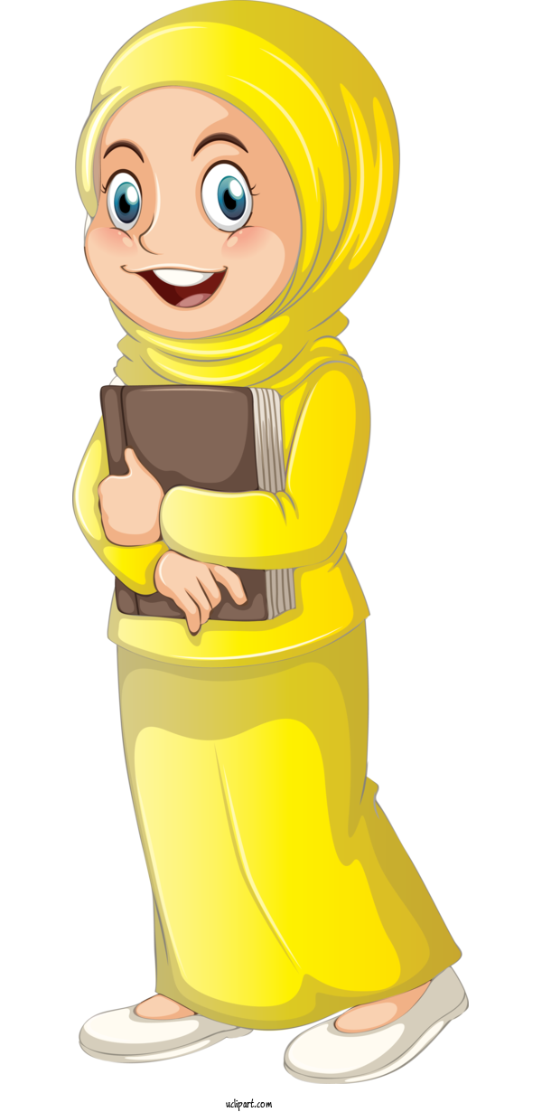 Free Religion Cartoon Yellow Animation For Muslim Clipart Transparent Background