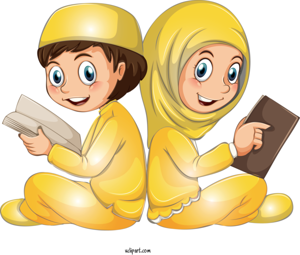 Free Religion Cartoon Yellow Gesture For Muslim Clipart Transparent Background