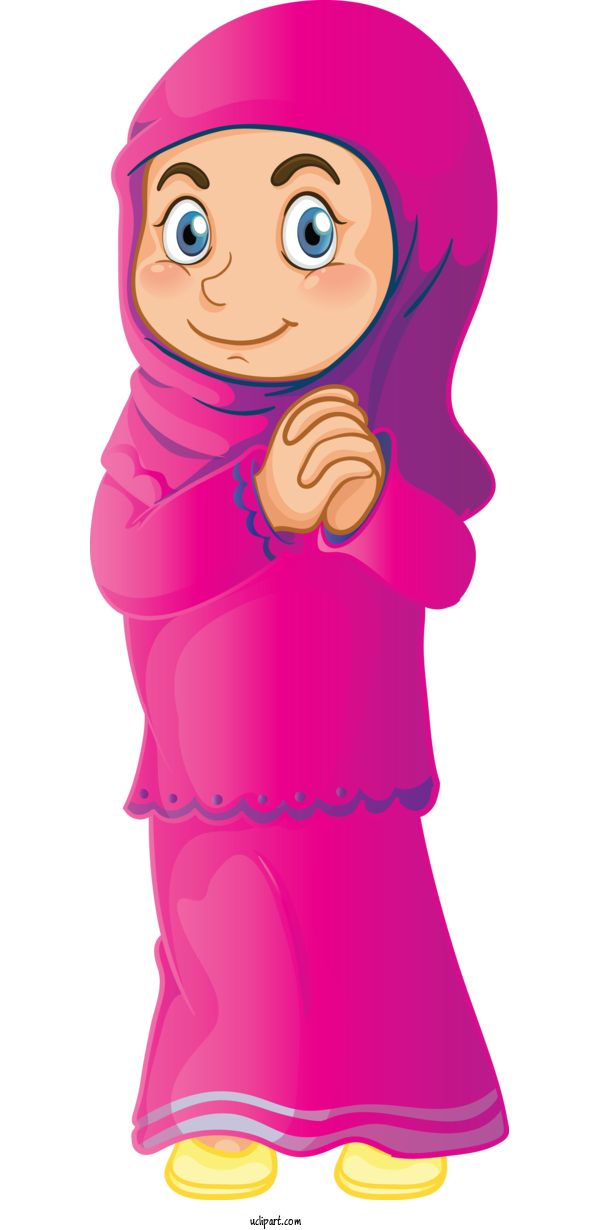 Free Religion Cartoon Pink Finger For Muslim Clipart Transparent Background