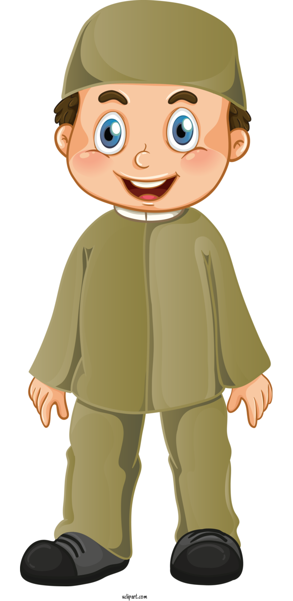 Free Religion Cartoon Green Standing For Muslim Clipart Transparent Background