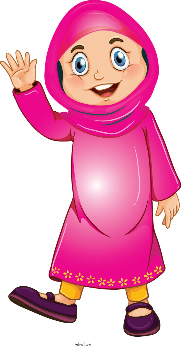 Free Religion Cartoon Pink Gesture For Muslim Clipart Transparent Background