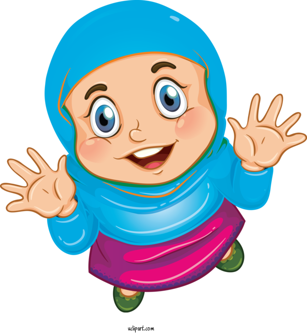 Free Religion Cartoon Gesture Waving Hello For Muslim Clipart Transparent Background