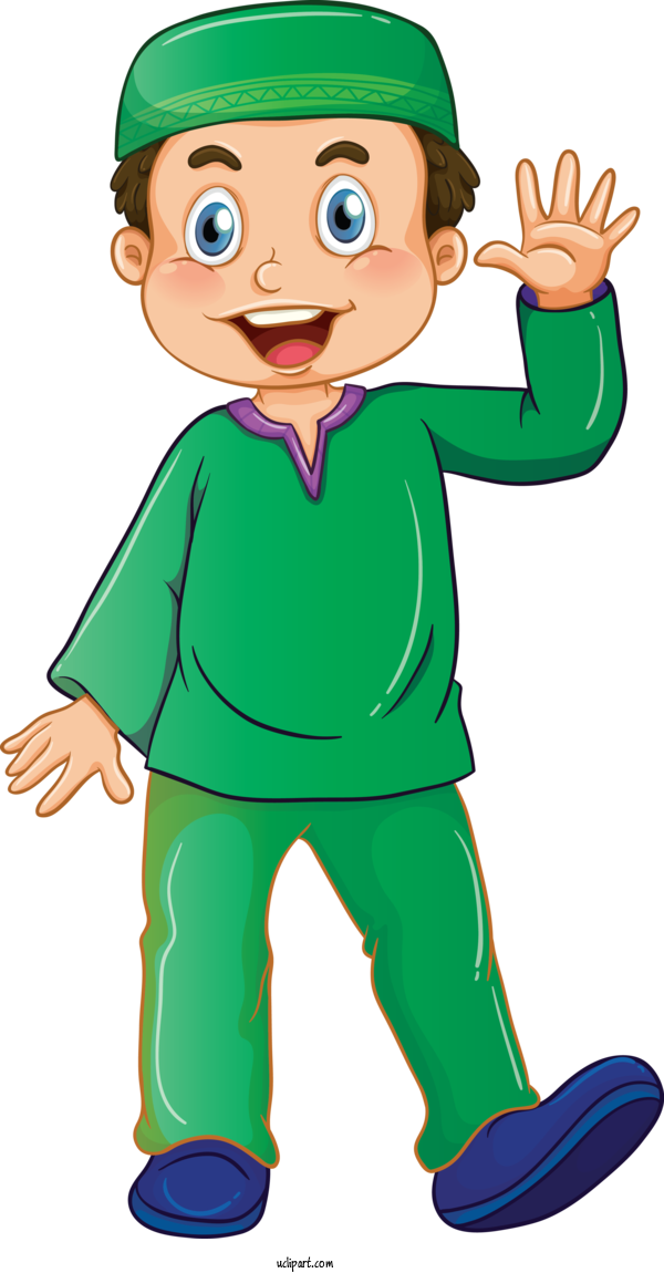 Free Religion Cartoon Green Finger For Muslim Clipart Transparent Background