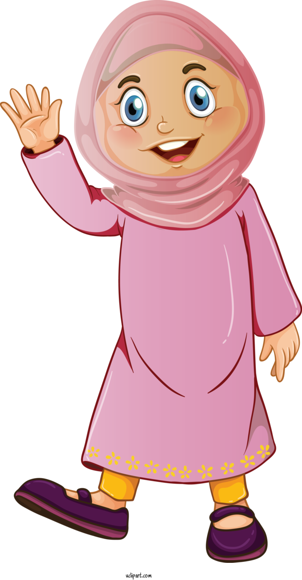 Free Religion Cartoon Gesture Child For Muslim Clipart Transparent Background
