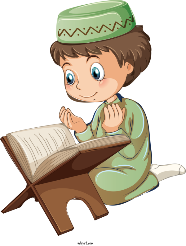 Free Religion Cartoon Sitting Reading For Muslim Clipart Transparent Background