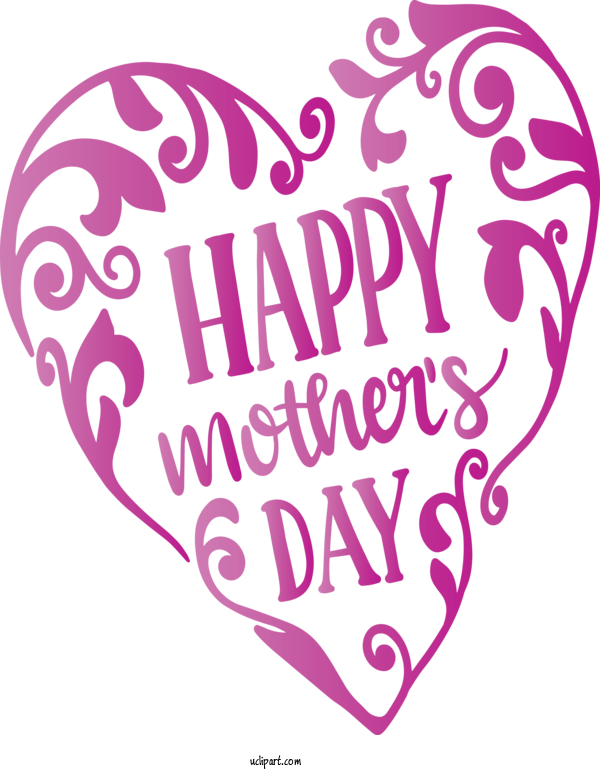 Free Holidays Text Pink Heart For Mothers Day Clipart Transparent Background