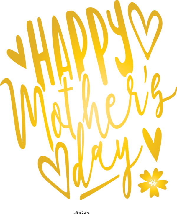 Free Holidays Text Yellow Font For Mothers Day Clipart Transparent Background