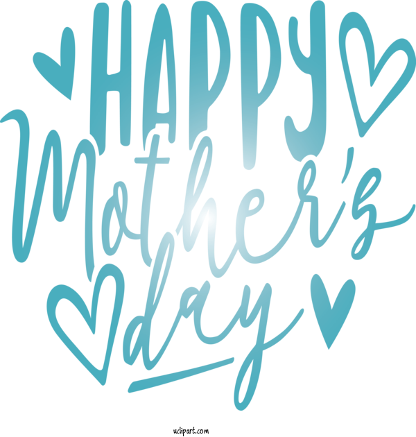 Free Holidays Font Text Turquoise For Mothers Day Clipart Transparent Background
