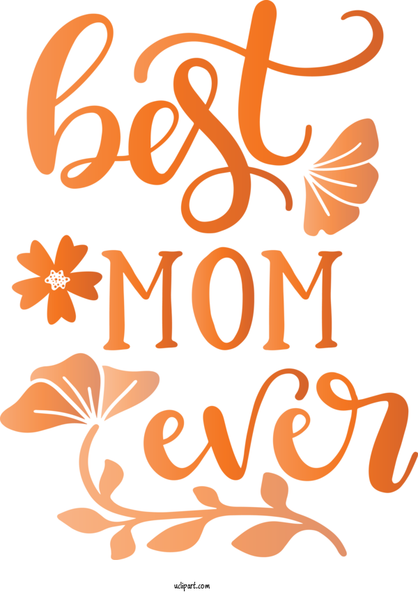 Free Holidays Orange Text Font For Mothers Day Clipart Transparent Background