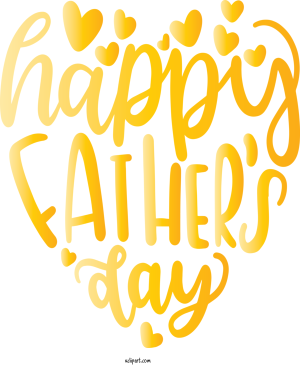 Free Holidays Text Font Yellow For Fathers Day Clipart Transparent Background